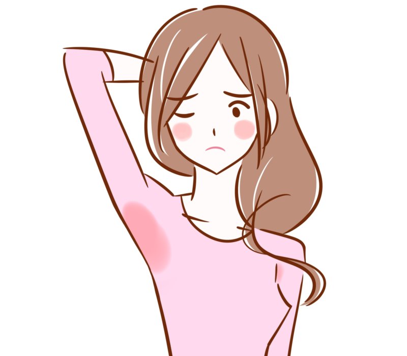 脇汗のシミを気にする女性