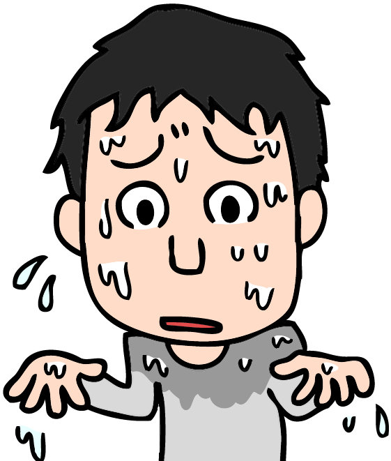 大汗をかく男性